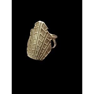 925 Sterling Silver Unmarked Large Shield Style Size 6.5 Statement Ring